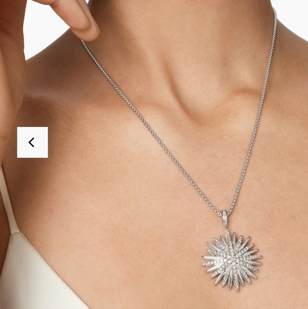 GORGEOUS STARBURST PLATINUM SILVER NECKLACE
